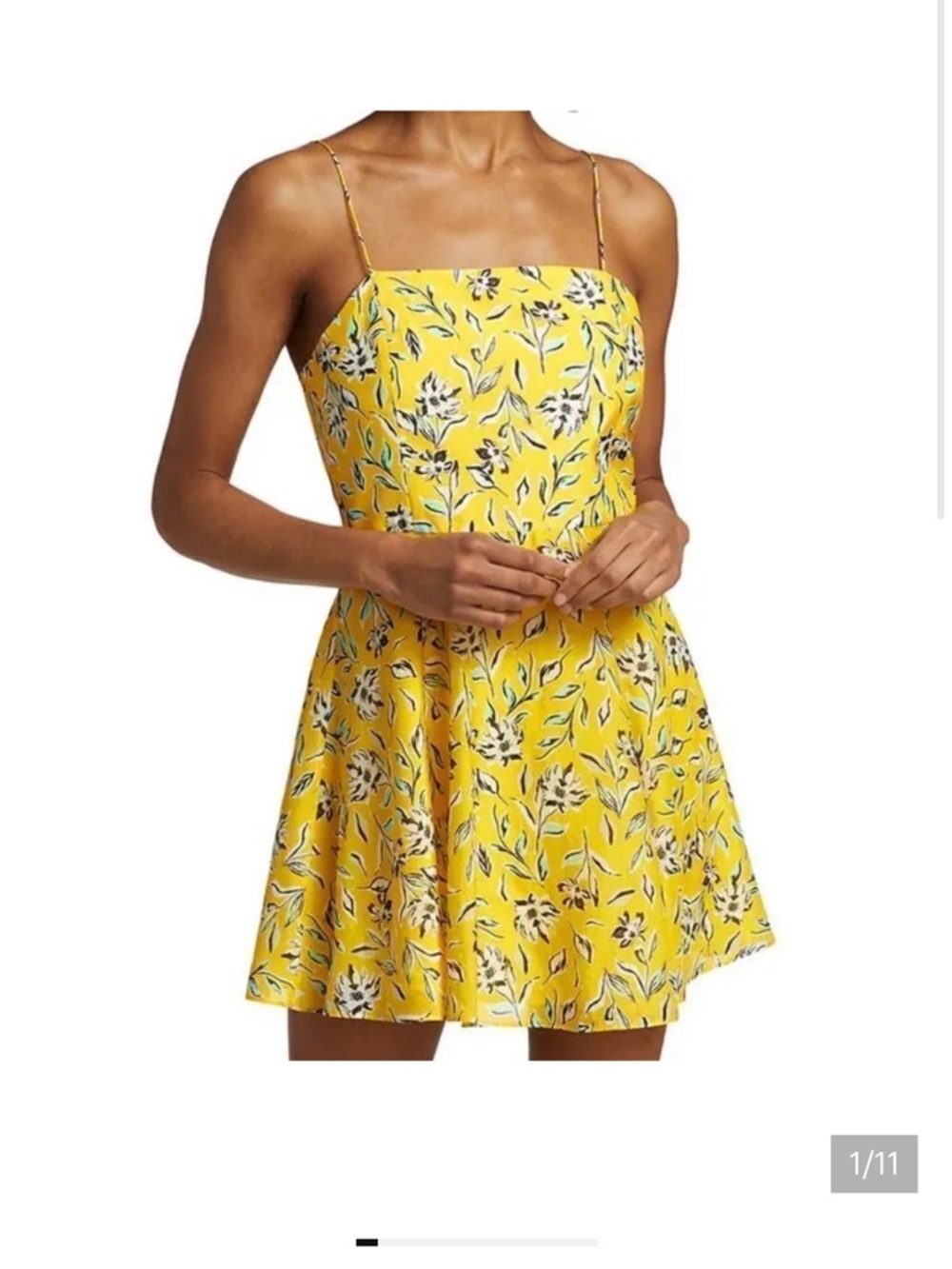 Alice & Olivia Yellow Floral Spaghetti-Strap Sundress